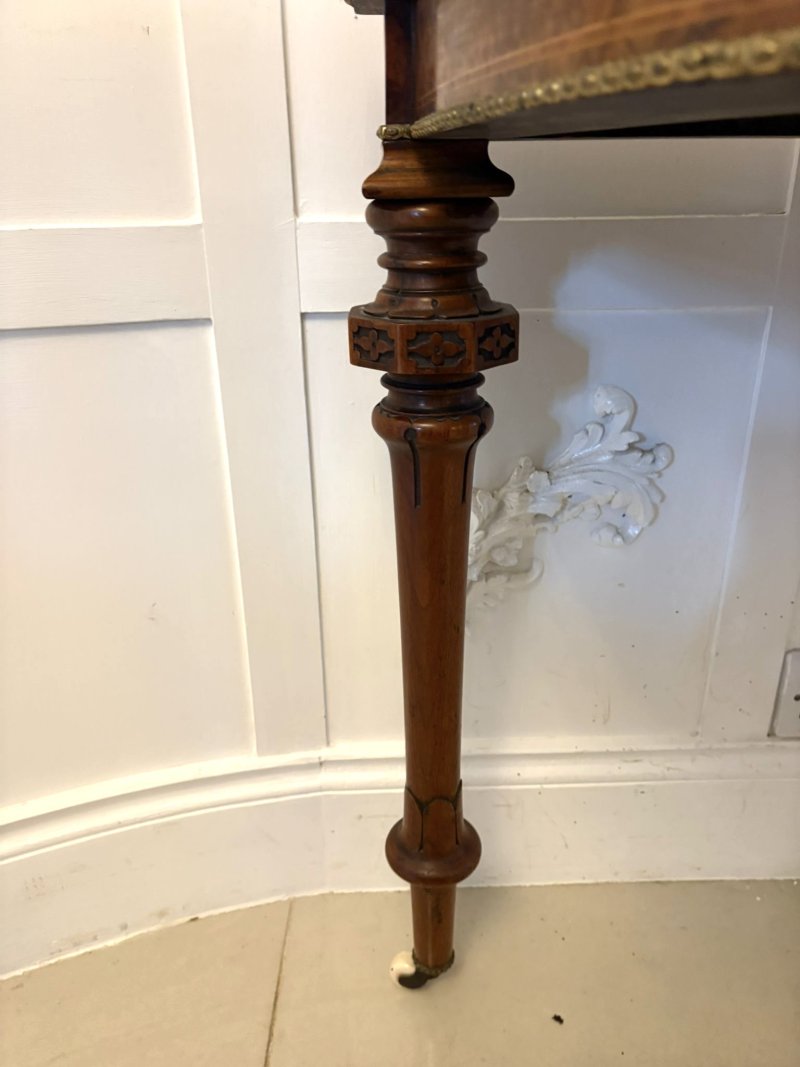 Antique Victorian Burr Walnut Card Console Table with Ormolu Mounts and Inlay - Image 14